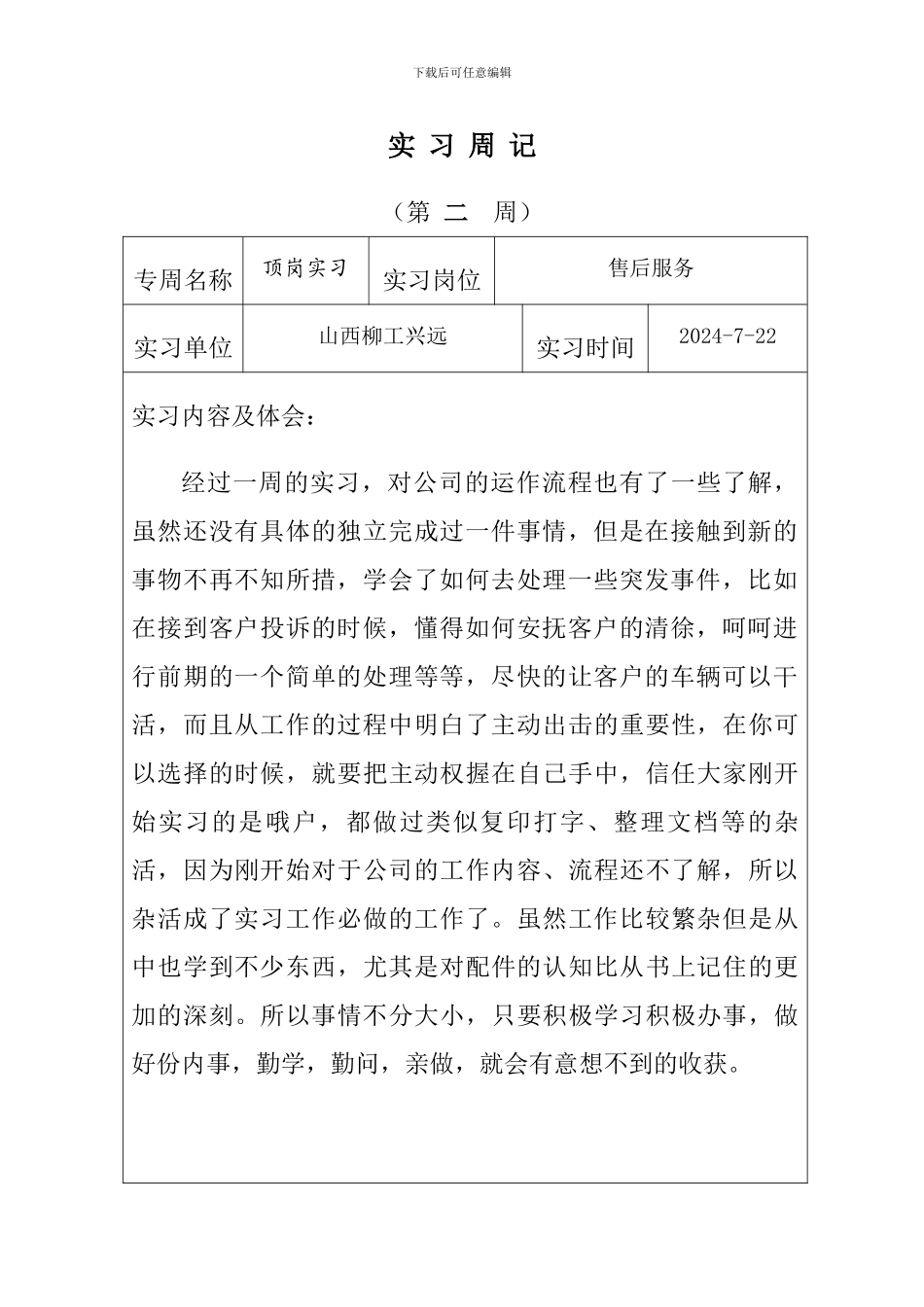 工程机械顶岗实习周记29篇_第2页