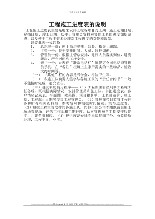 工程施工进度表的说明