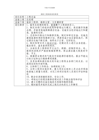 工程部岗位职责表