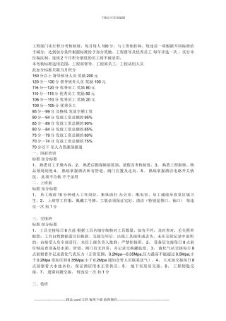 工程部门实行积分考核制度