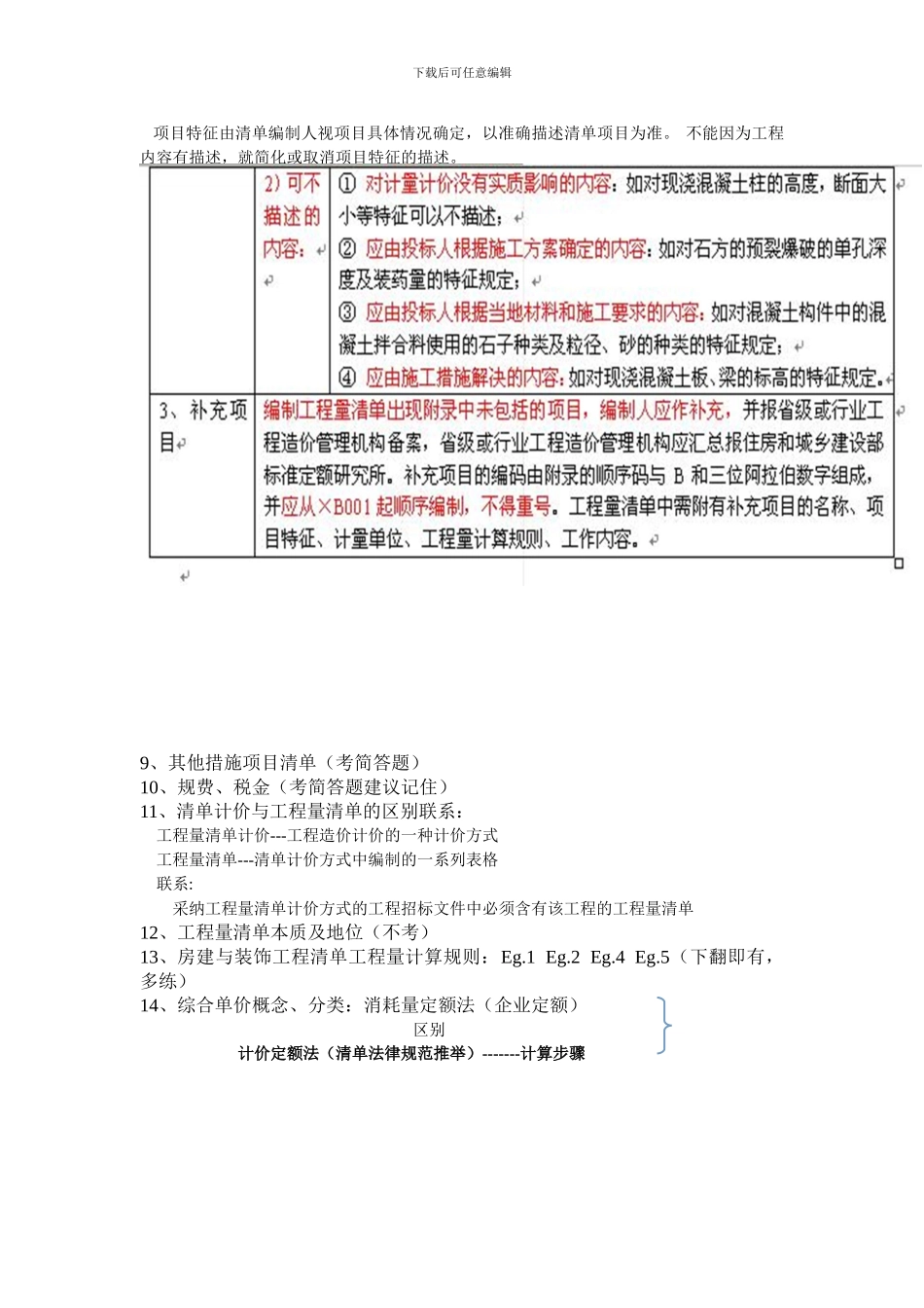 工程量清单计价期末考试要点_第2页
