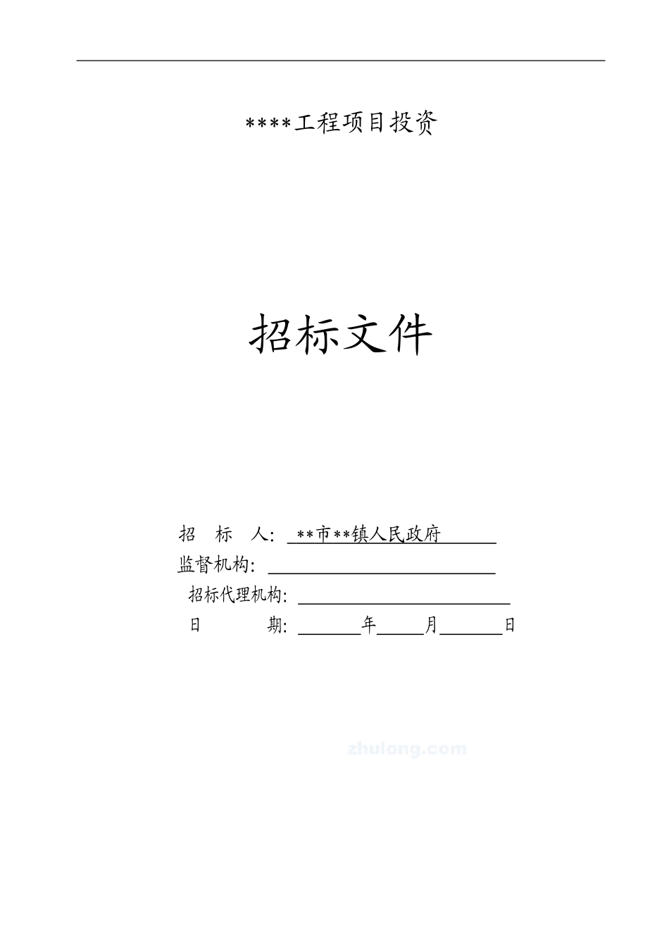 工程项目投资招标文件_第1页