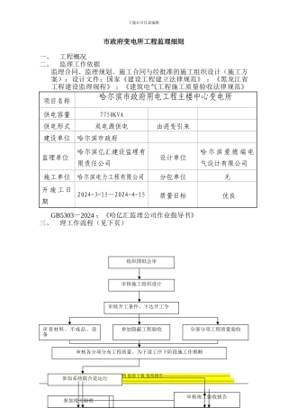 市政府变电所工程监理细则