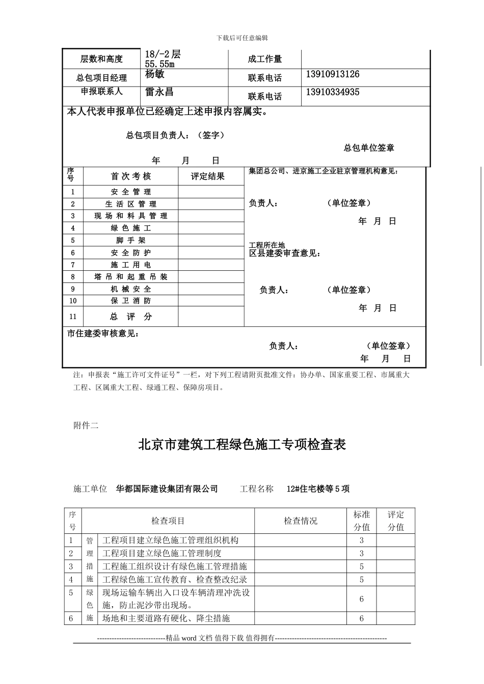 市级文明工地申报、绿色施工专项检查表、环境评价表_第2页