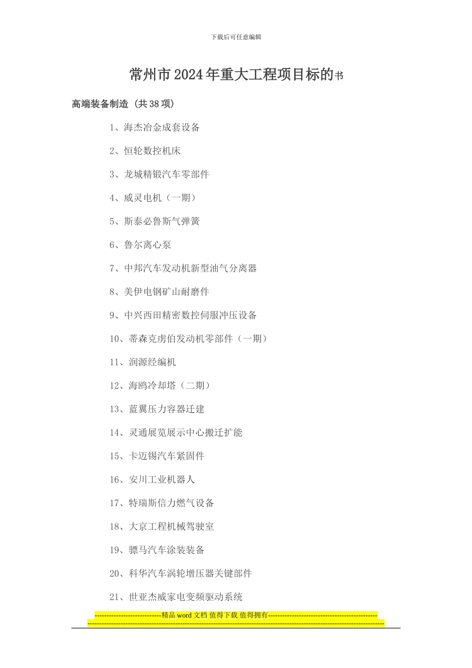 常州2024年重大工程项目书_第1页