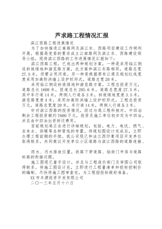 芦求路工程情况汇报