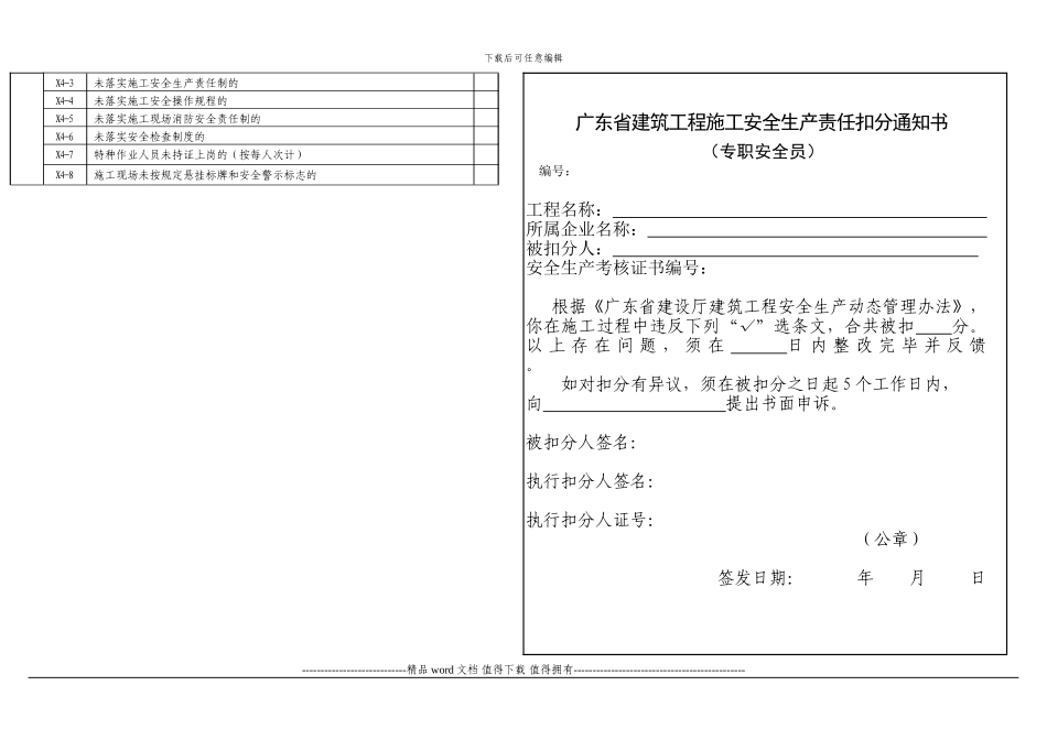 广东省建筑工程施工安全生产责任扣分通知书_第2页