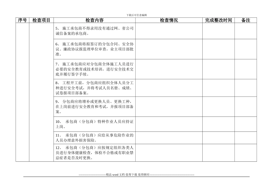 广东电网公司2024年加强基建工程安全管理工作检查表_第3页