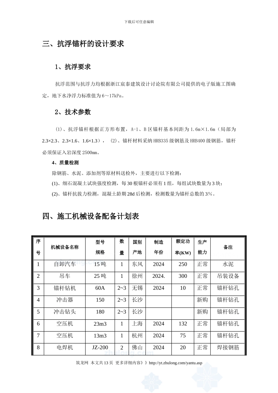 广场工程抗浮锚杆施工方案_第2页