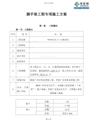 广州市某高层住宅小区落地式脚手架施工方案