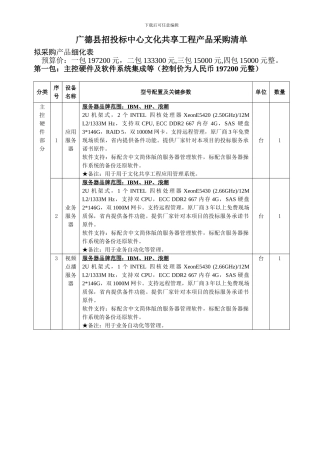 广德县招投标中心文化共享工程产品采购清单