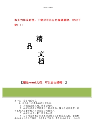 建筑企业分公司管理制度9869754