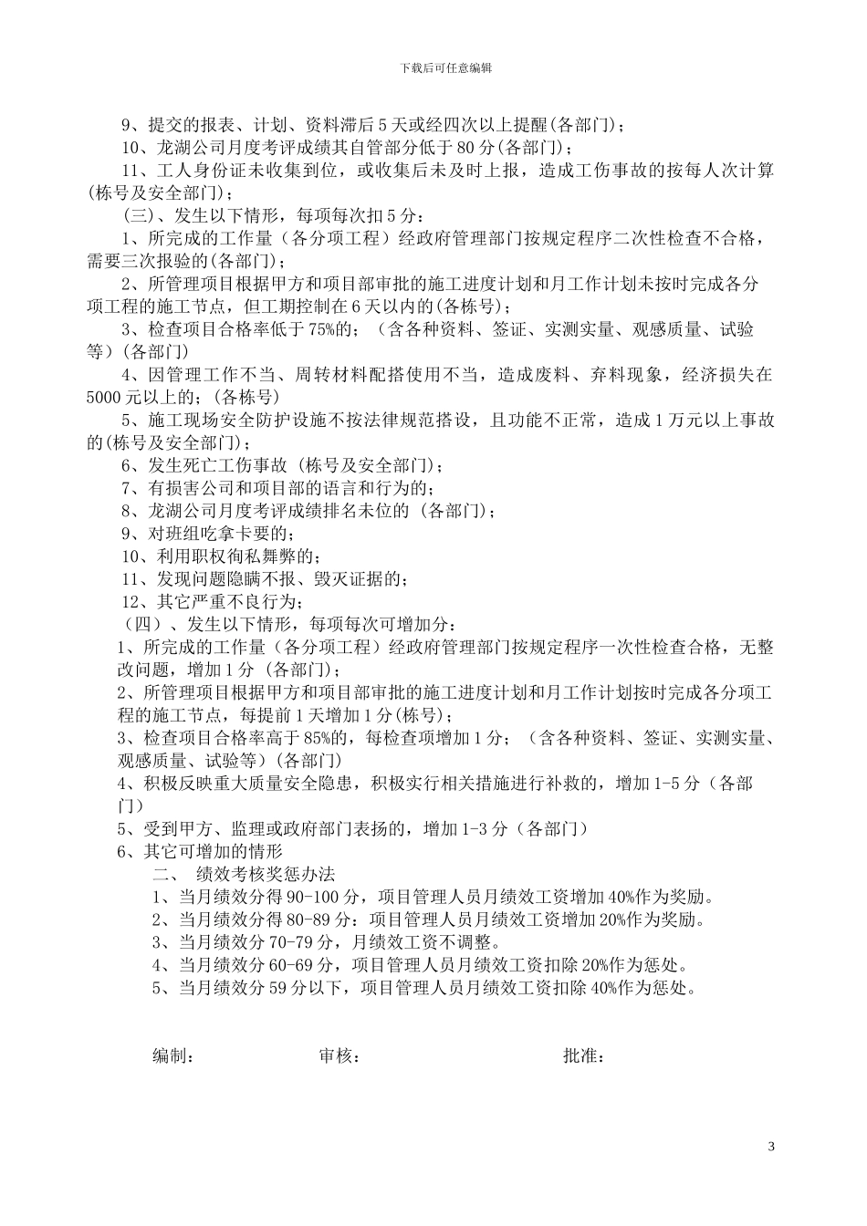 建筑公司项目部绩效考核办法_第3页