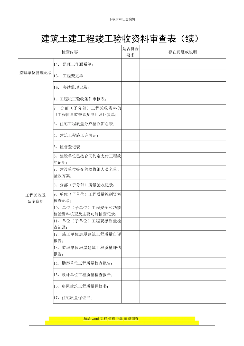 建筑土建工程竣工验收资料审查表_第2页