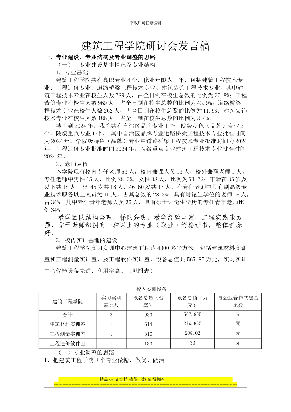 建筑工程学院研讨会发言稿_第1页