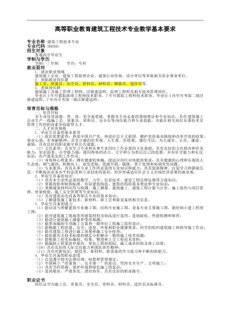 建筑工程技术专业教学基本要求