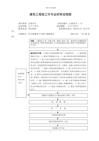 建筑工程施工许可证初审流程图