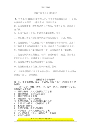 建筑工程资料员岗位职责7427568132