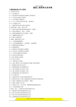 建筑工程资料目录详情