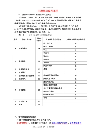 建筑工程资料编号、分类、归档