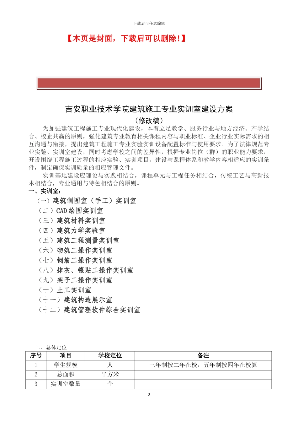 建筑施工专业实训室建设方案_第2页