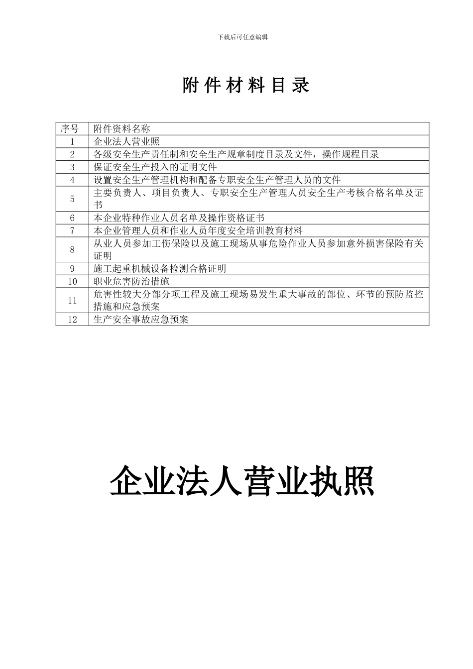 建筑施工企业安全生产许可证申报资料样本_第2页