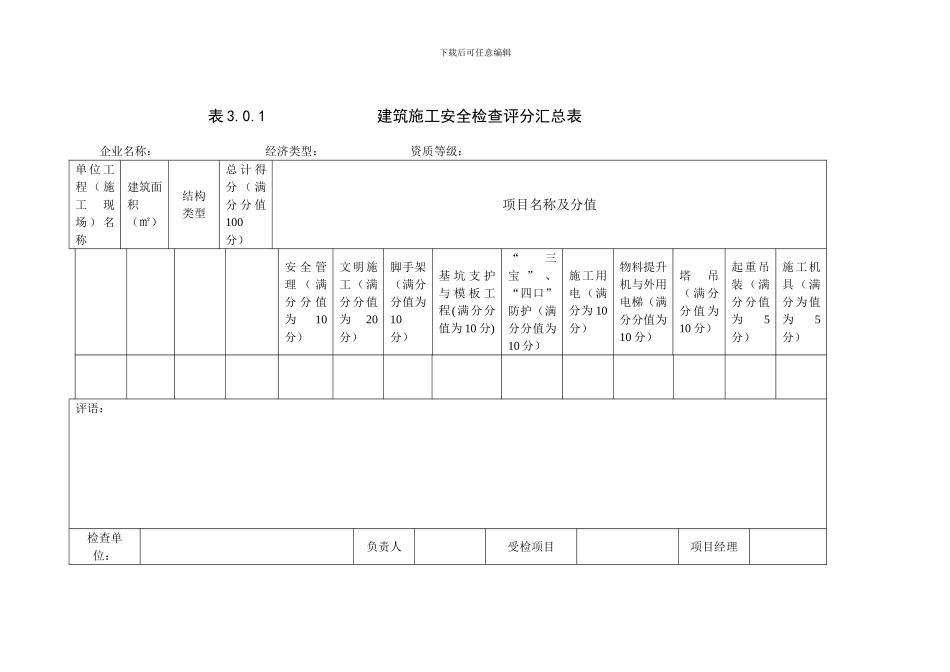 建筑施工安全检查评分表()(1)_第1页