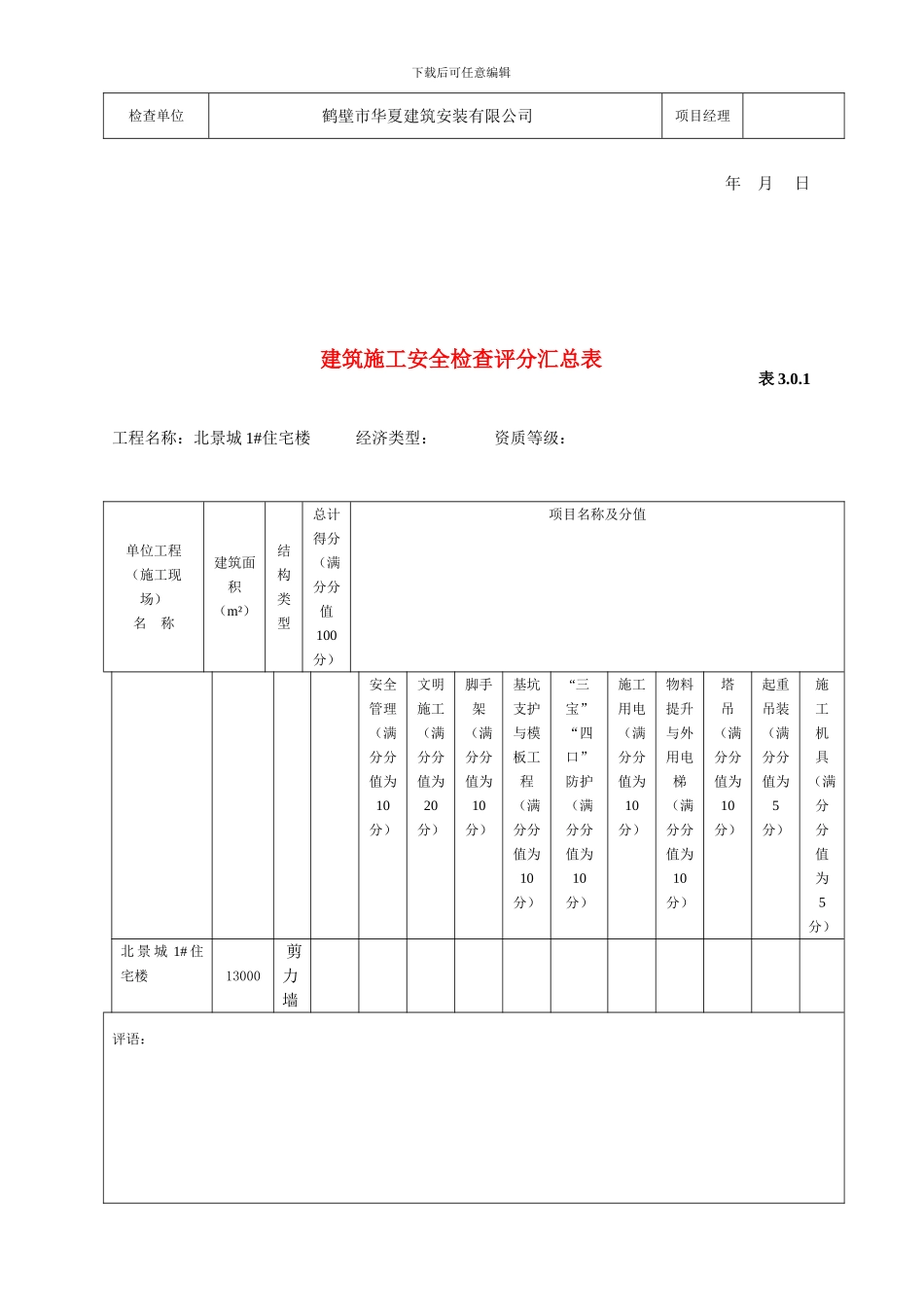 建筑施工安全检查评分表_第2页