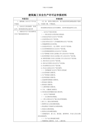 建筑施工安全生产许可证申报材料