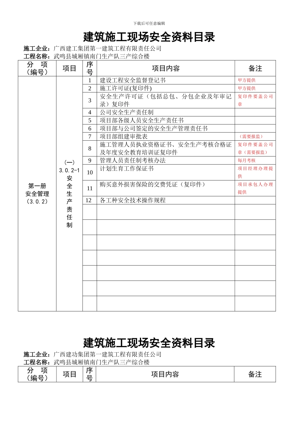 建筑施工安全资料目录_第1页