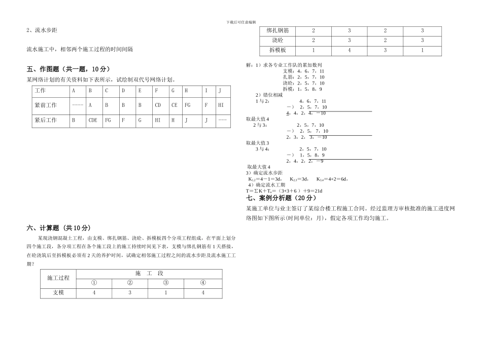 建筑施工组织设计期末B卷答案_第3页