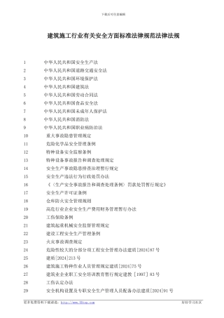 建筑施工行业安全标准规范法律法规