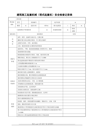 建筑施工起重机械安全检查记录表