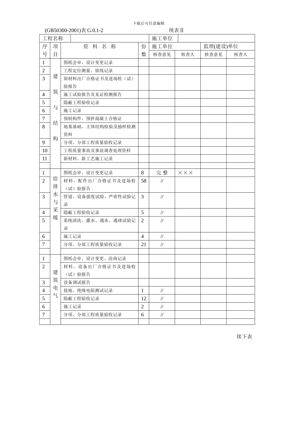 建筑消防安装工程施工质量检查验收记录交工资料表格-secret_第3页