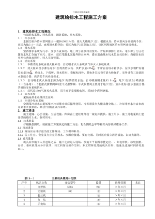 建筑给排水工程施工方案
