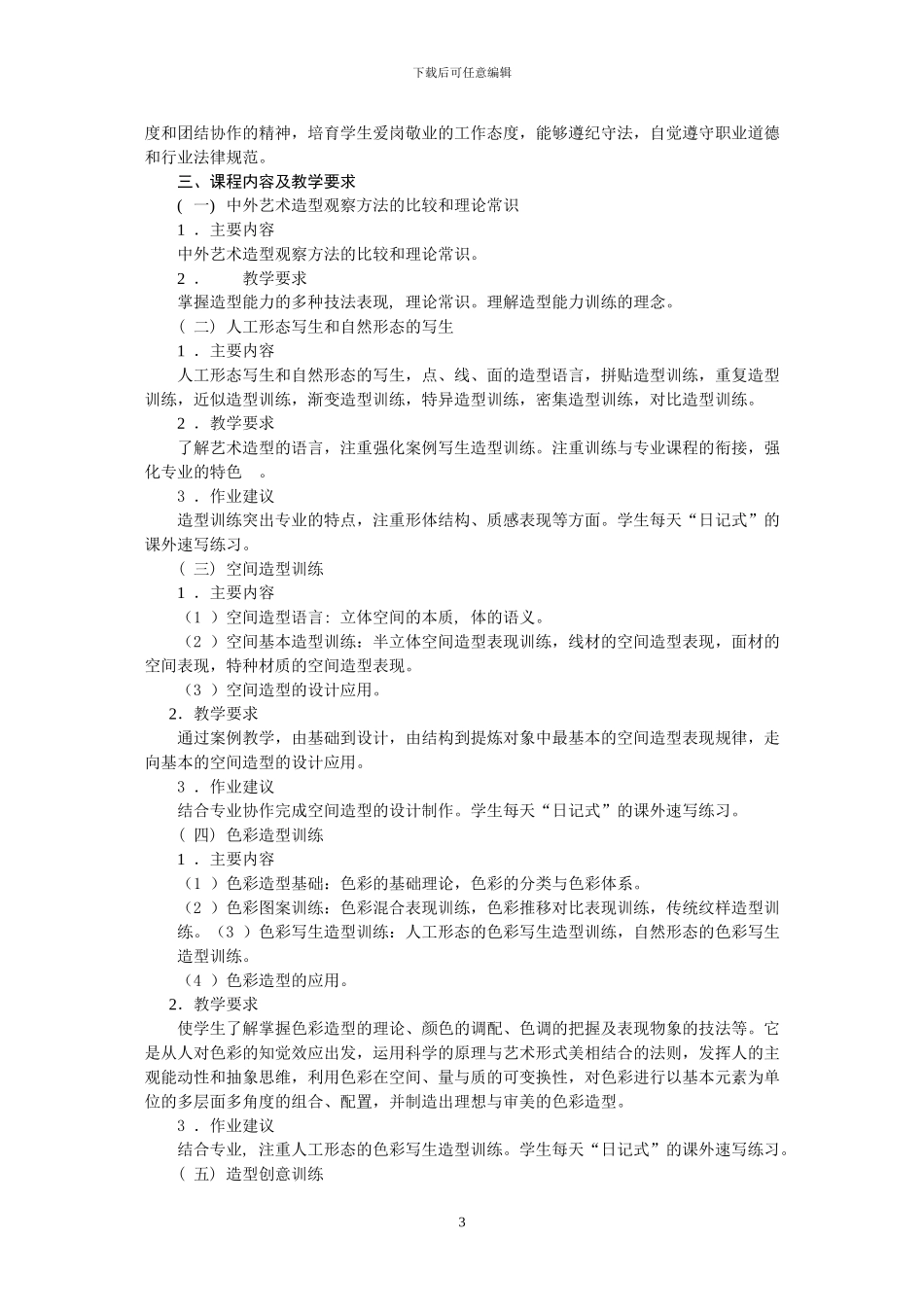 建筑装饰工程技术专业课程教学大纲_第3页