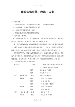 建筑装饰装修工程施工方案