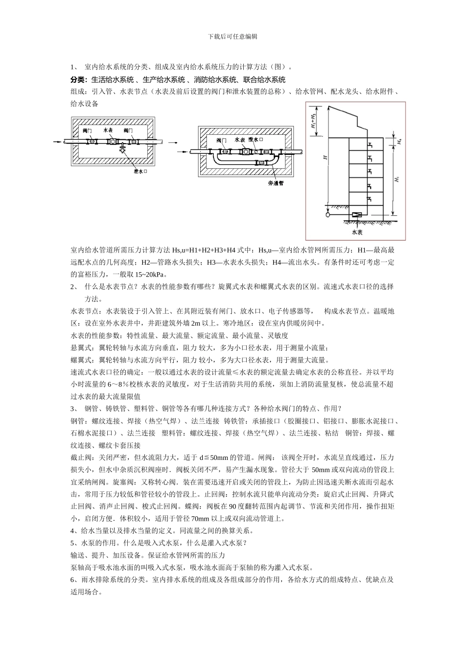 建筑设备复习题_第1页
