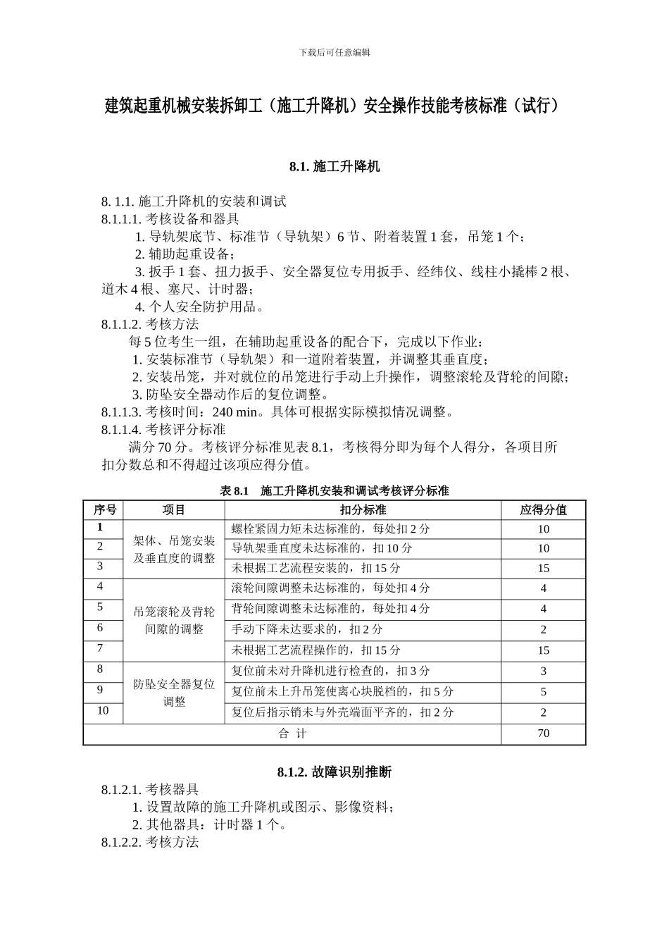 建筑起重机械安装拆卸工安全操作技能考核标准_第1页