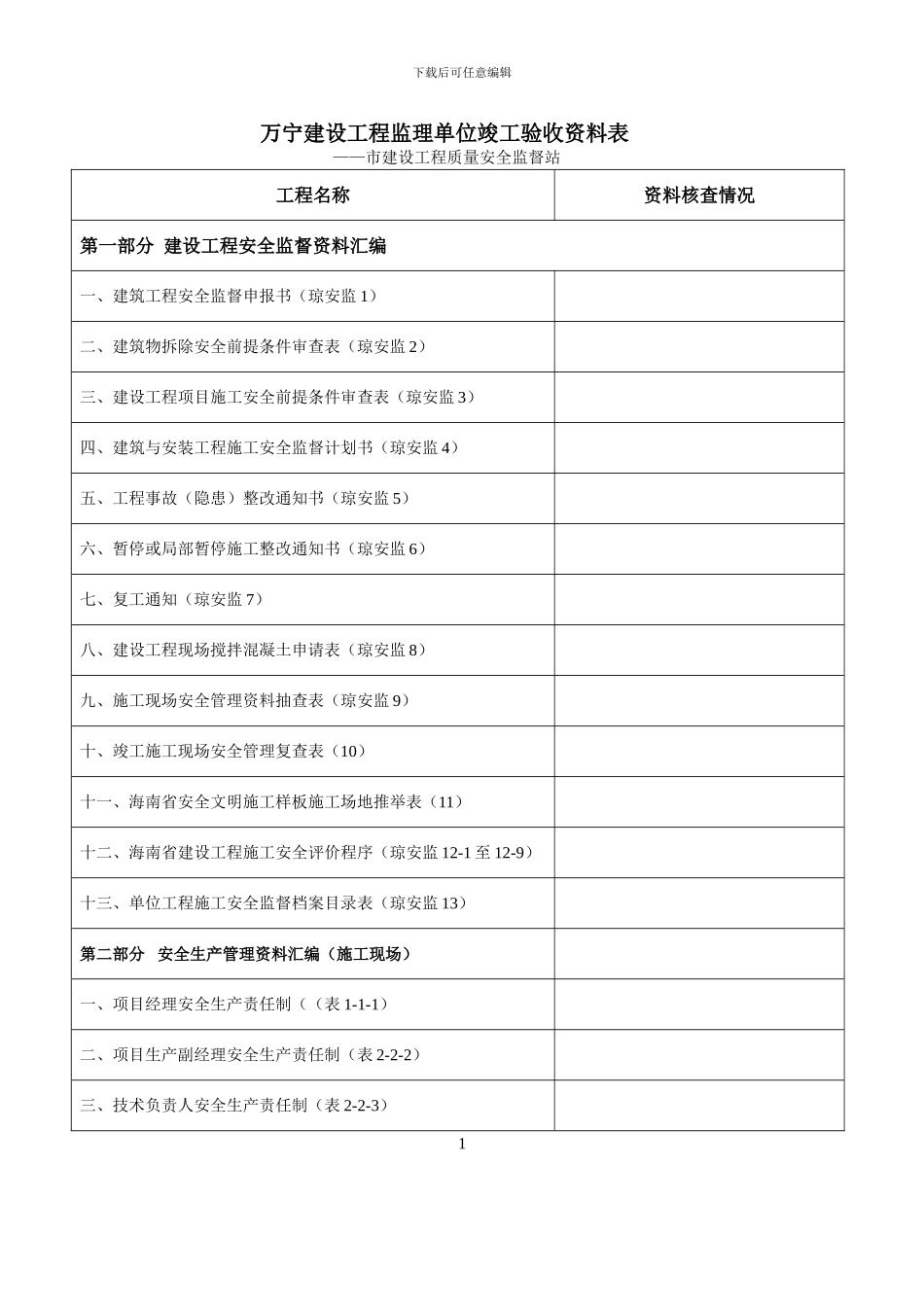 建设工程安全监督资料目录_第1页