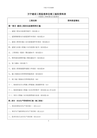 建设工程安全监督资料目录