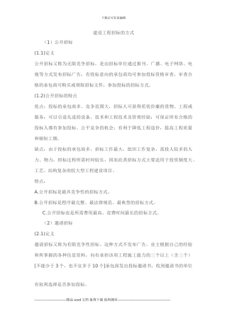 建设工程招标的方式