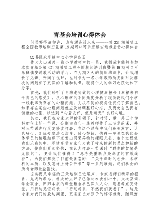 青基会培训心得体会