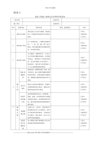 建设工程施工现场安全实体防护检查表