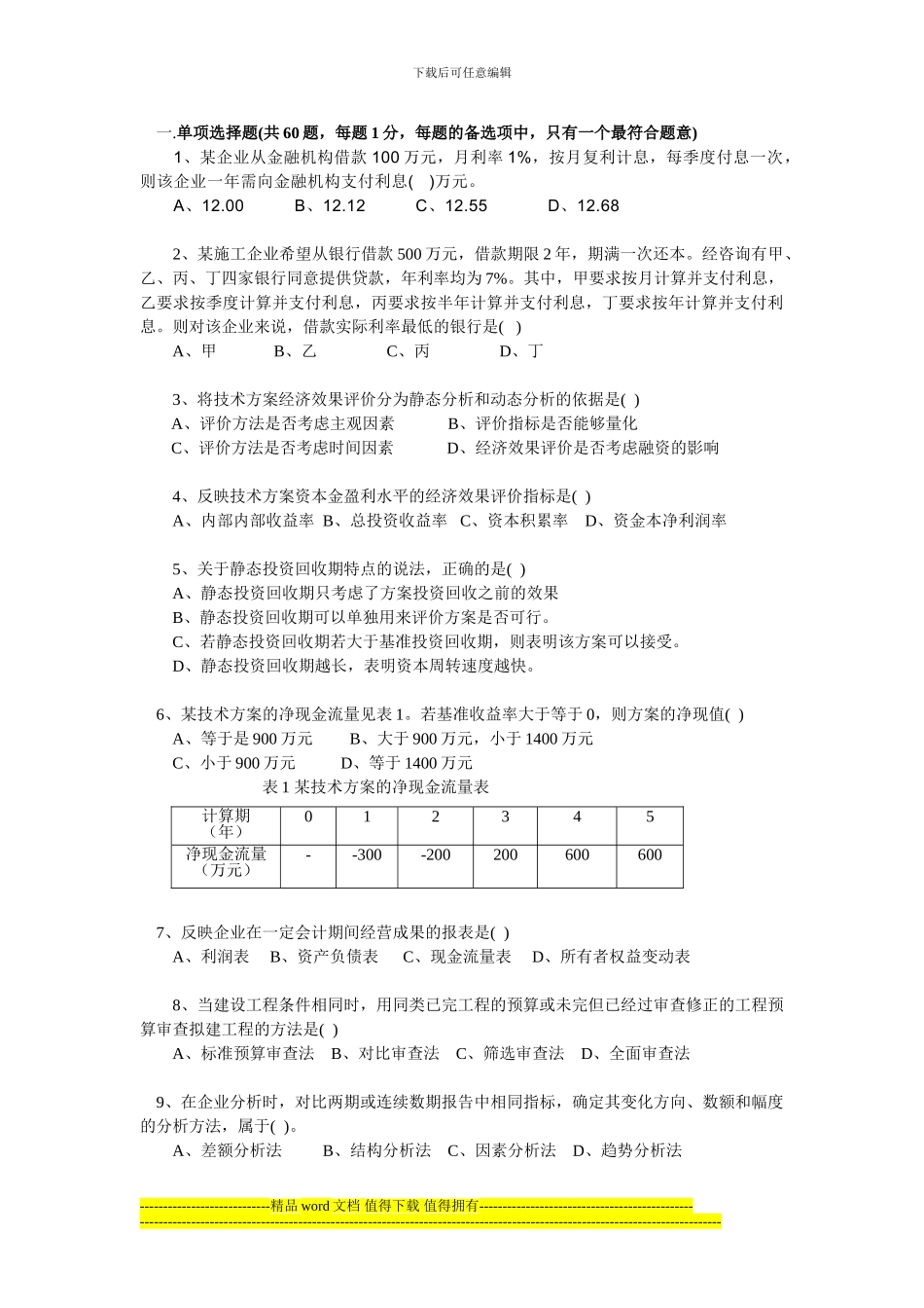 建设工程经济2024原题与答案分析_第1页