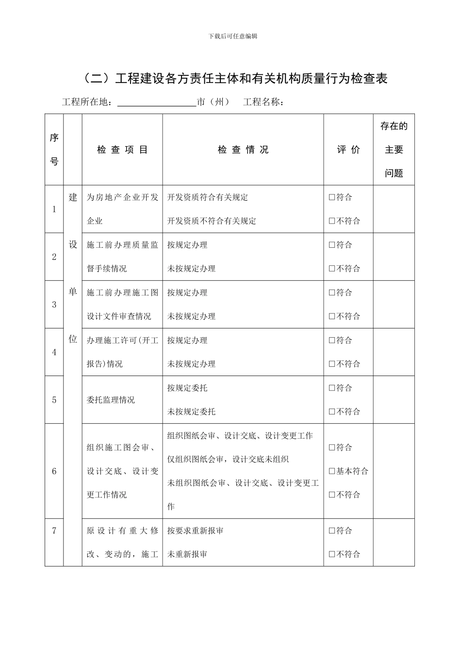建设工程质量和施工安全监督执法检查记录表_第3页