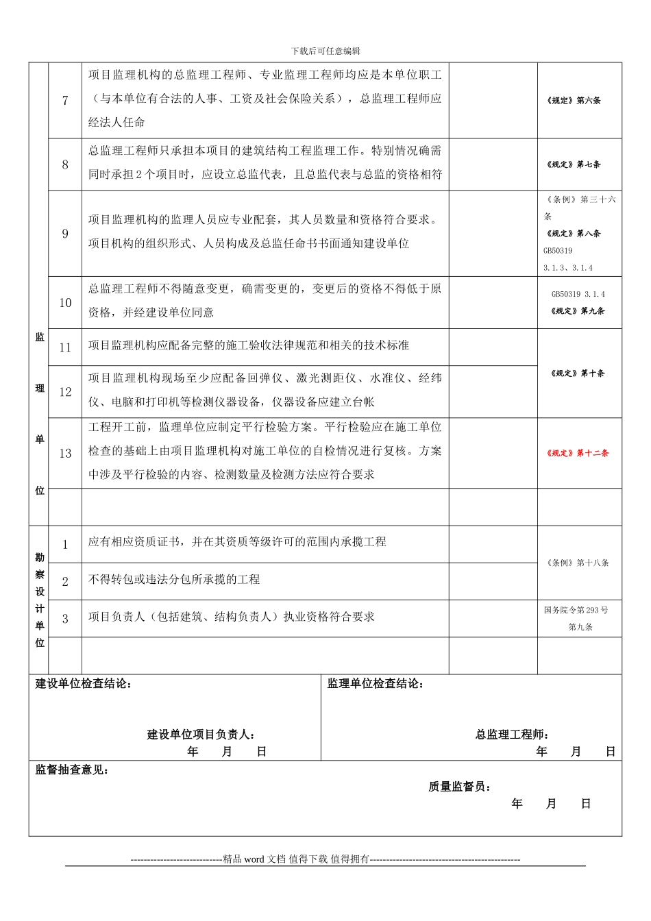 建设工程质量责任主体质量行为监督抽查记录附录三_第2页