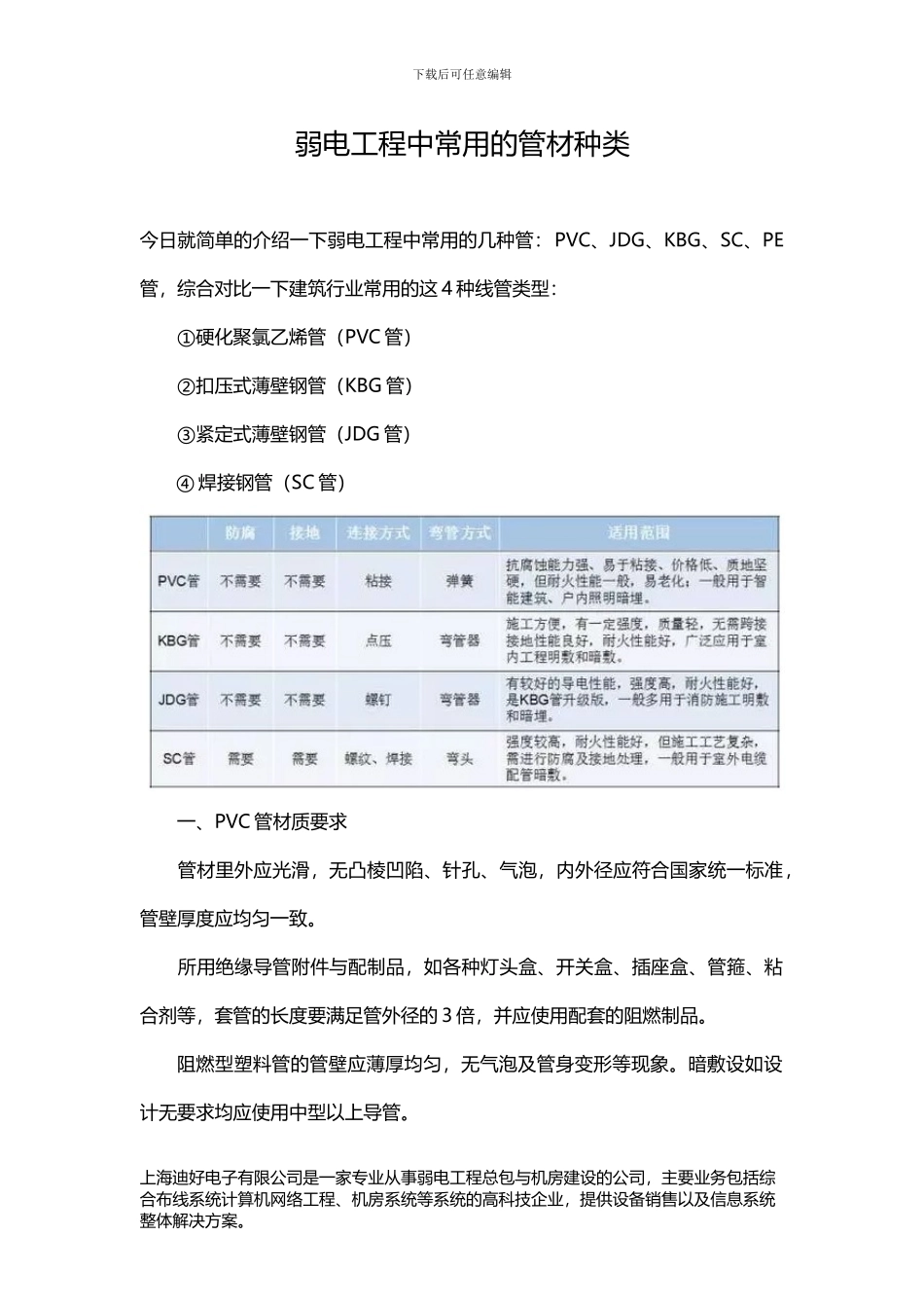 弱电工程中常用的管材种类_第1页