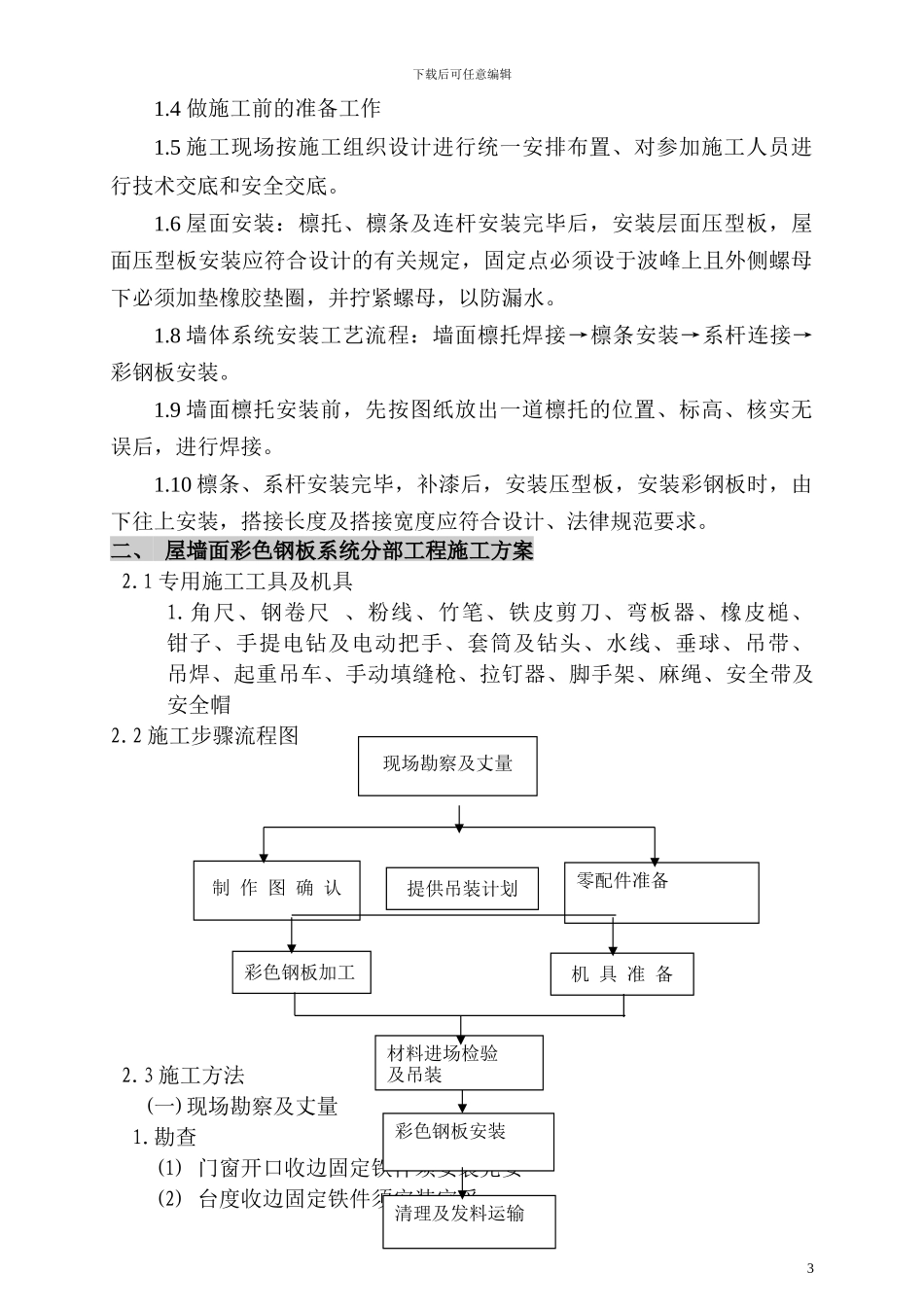 彩钢板制作、安装施工方案_第3页