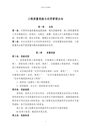 总承包公司工程质量奖励与处罚管理办法